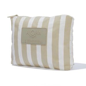 COMING SOON! ALOHA Small Pouch in Beige and White Stripe. Brand new!